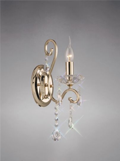 Diyas IL32061 Vela Wall Lamp Switched 1 Light French Gold/Crystal