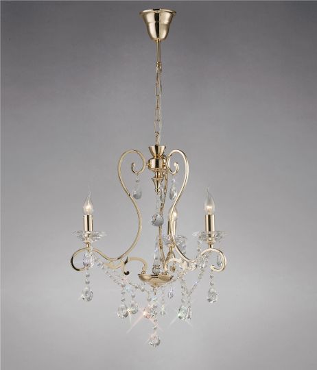 Diyas IL32063 Vela Pendant 3 Light French Gold/Crystal