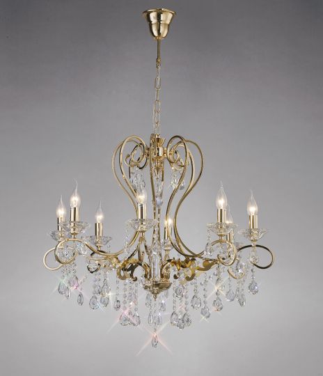 Diyas IL32068 Vela Pendant 8 Light French Gold/Crystal