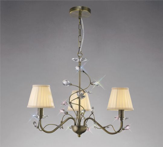 Diyas IL31223 Willow Pendant 3 Without Shade Light Antique Brass/Crystal