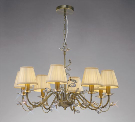 Diyas IL31228 Willow Pendant Without Shade 8 Light Antique Brass/Crystal