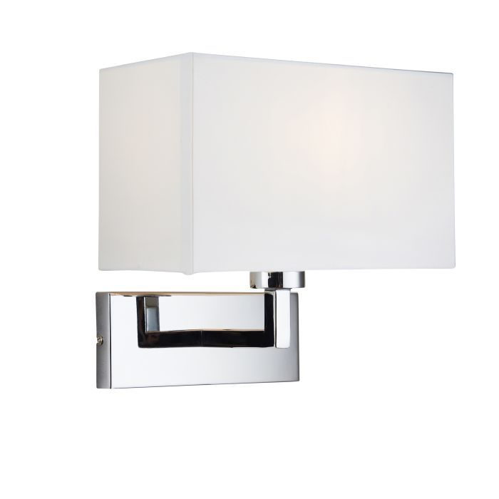 Piccolo Wall Light in Chrome Plate Finish & White Fabric Shade