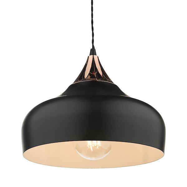Dar Gaucho 1 Light Single Pendant Black And Copper