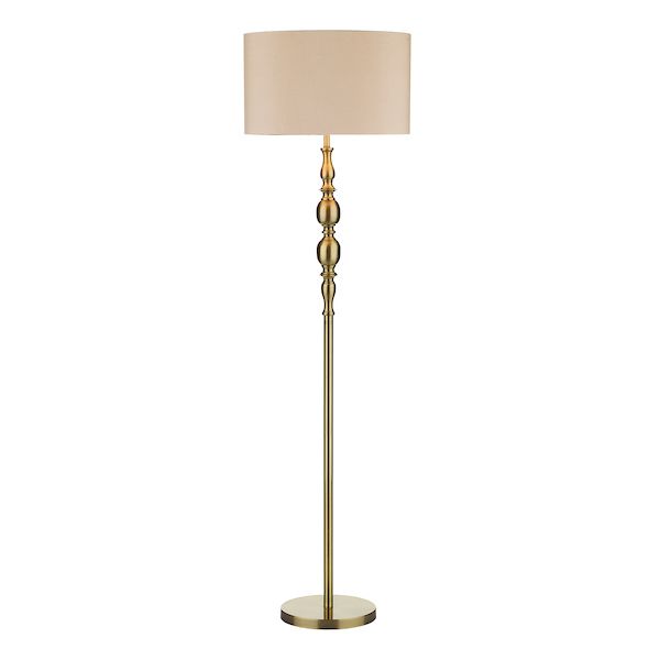 Dar Madrid Floor Lamp Antique Brass With Shade