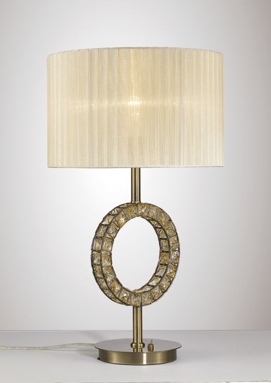 Round brass store table lamp